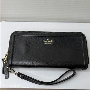 Kate Spade Black Wristlet with Gold Accents